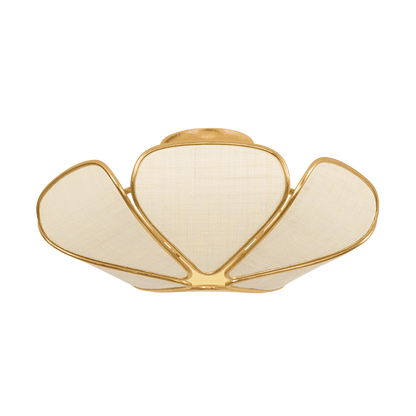 Hudson Valley Bayville 3-Light Semi-Flush Mount Vintage Gold Leaf