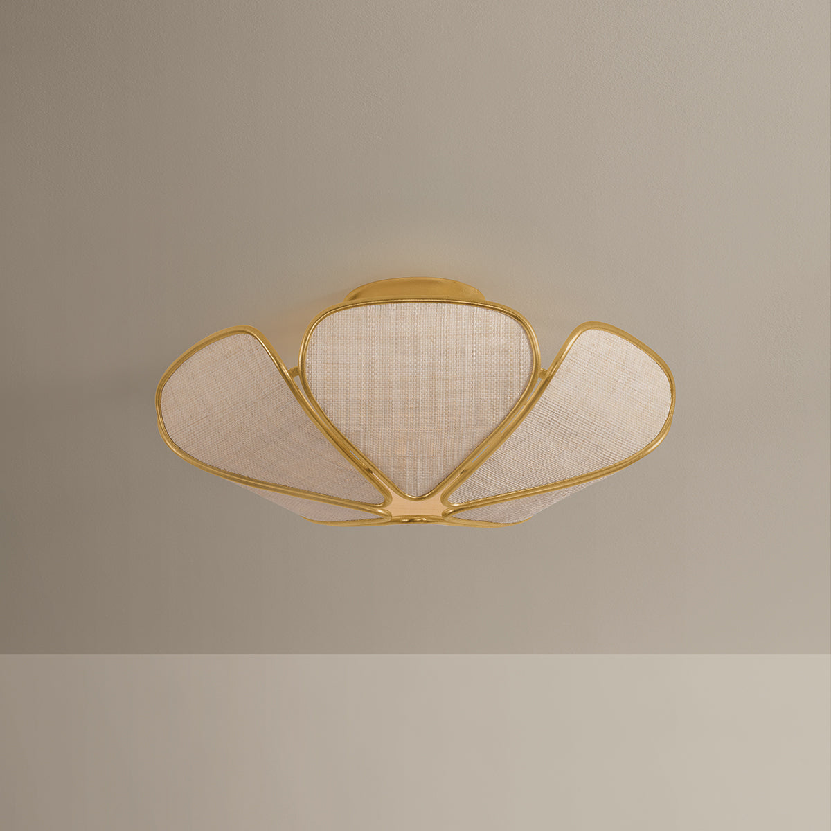 Hudson Valley Bayville 3-Light Semi-Flush Mount in Vintage Gold Leaf, alternate view 1
