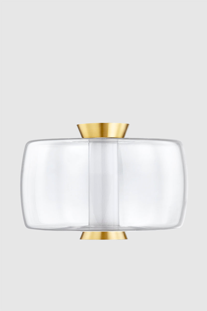 Hudson Valley Beau Flush Mount in Aged Brass, room setting 1