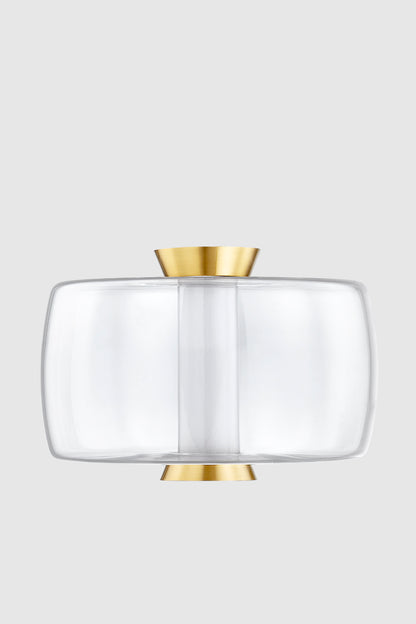 Hudson Valley Beau Flush Mount in Aged Brass, room setting 1