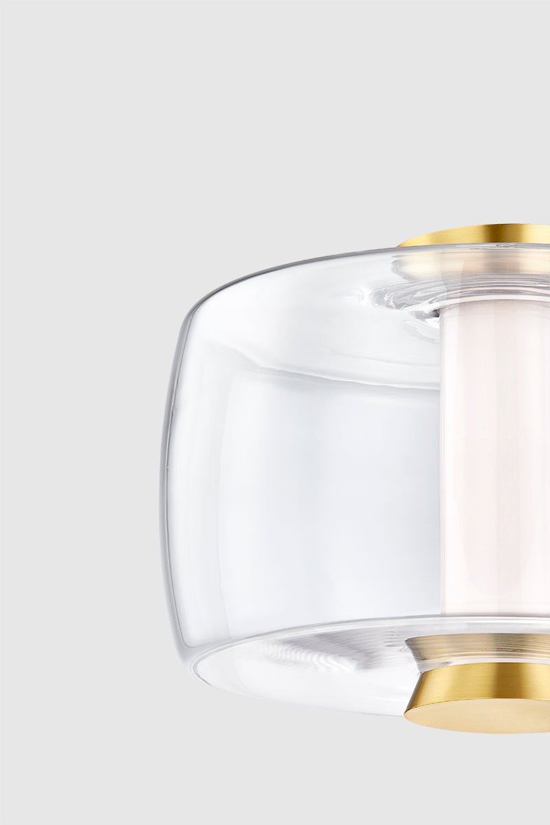 Hudson Valley Beau Flush Mount in Aged Brass, room setting 2