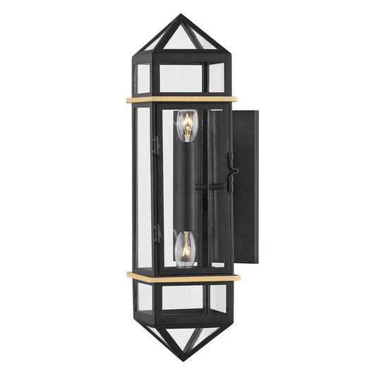 Hudson Valley Bedford Hills 2-Light Wall Sconce Aged Brass/Black