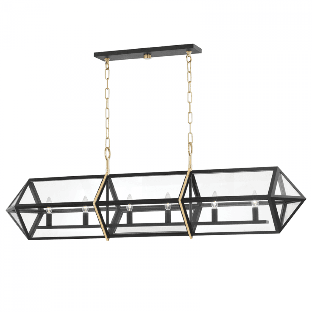 Hudson Valley Bedford Hills Linear Chandelier Aged Brass, Black