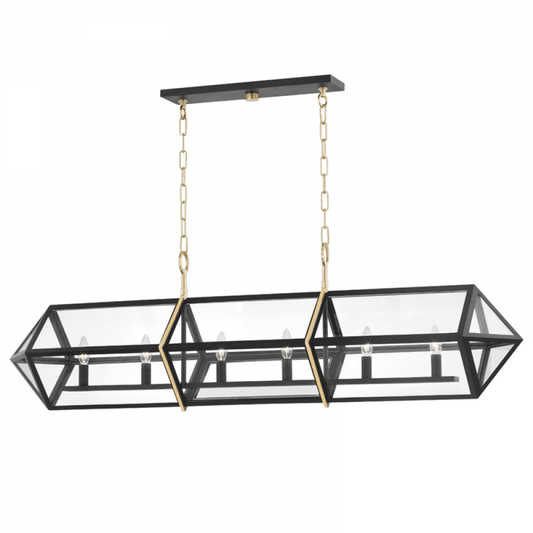 Hudson Valley Bedford Hills Linear Chandelier Aged Brass, Black