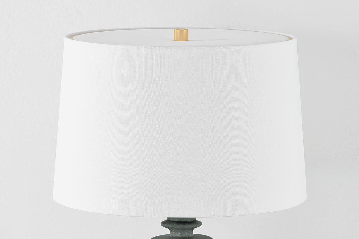 Hudson Valley Bellmawr Table Lamp in Aged Brass, room setting 1