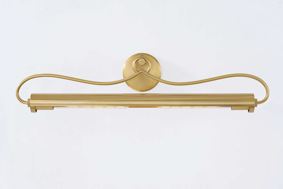 Hudson Valley Berun 28.25" 2-Light Picture Light in Aged Brass, room setting 1
