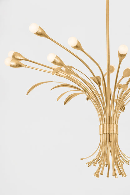 Hudson Valley Bilston 15-Light Chandelier in Vintage Gold Leaf, room setting 1