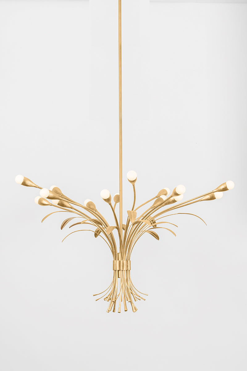 Hudson Valley Bilston 15-Light Chandelier in Vintage Gold Leaf, room setting 2