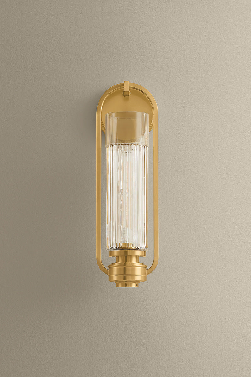 Hudson Valley Binnewater Wall Sconce in Aged Brass, room setting 1