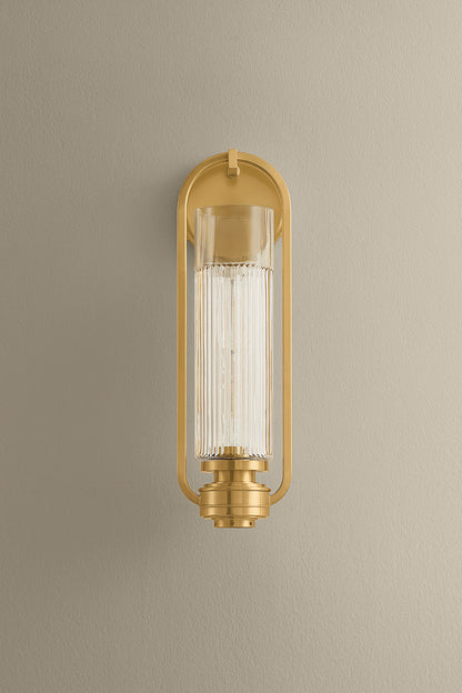 Hudson Valley Binnewater Wall Sconce in Aged Brass, room setting 1