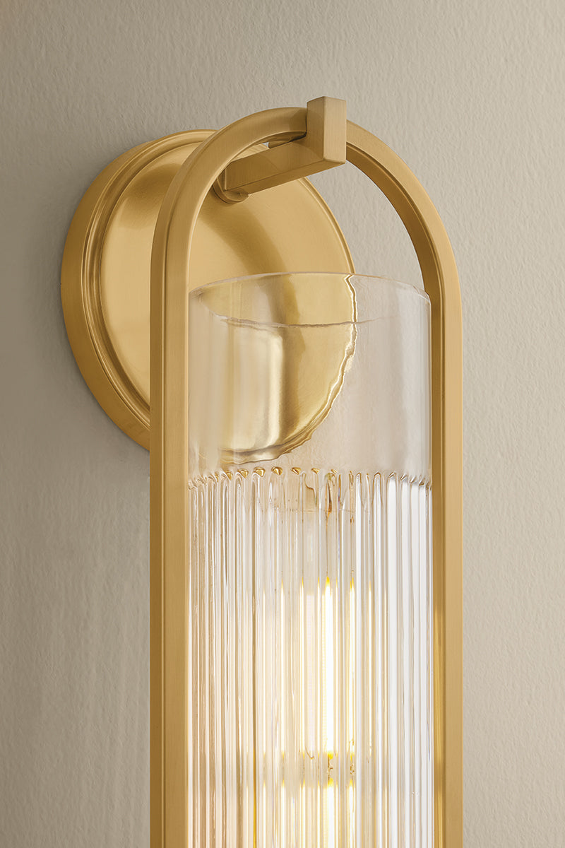 Hudson Valley Binnewater Wall Sconce in Aged Brass, room setting 3