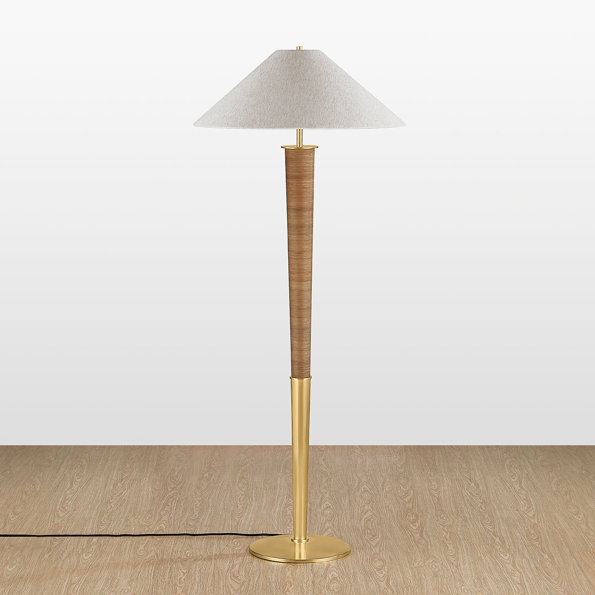 Hudson Valley Bohicket Floor Lamp in Aged Brass, alternate view 1