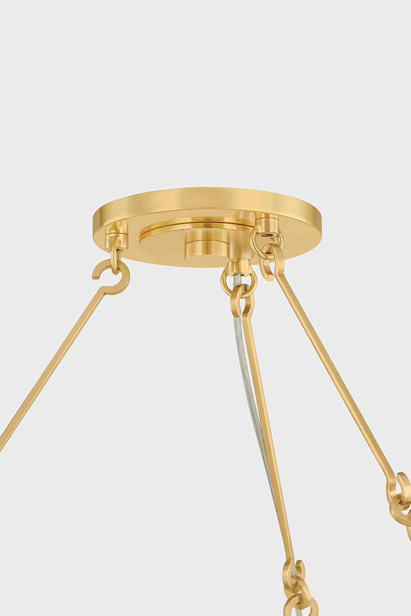 Hudson Valley Bridgeton 9-Light Chandelier in Aged Brass, room setting 1