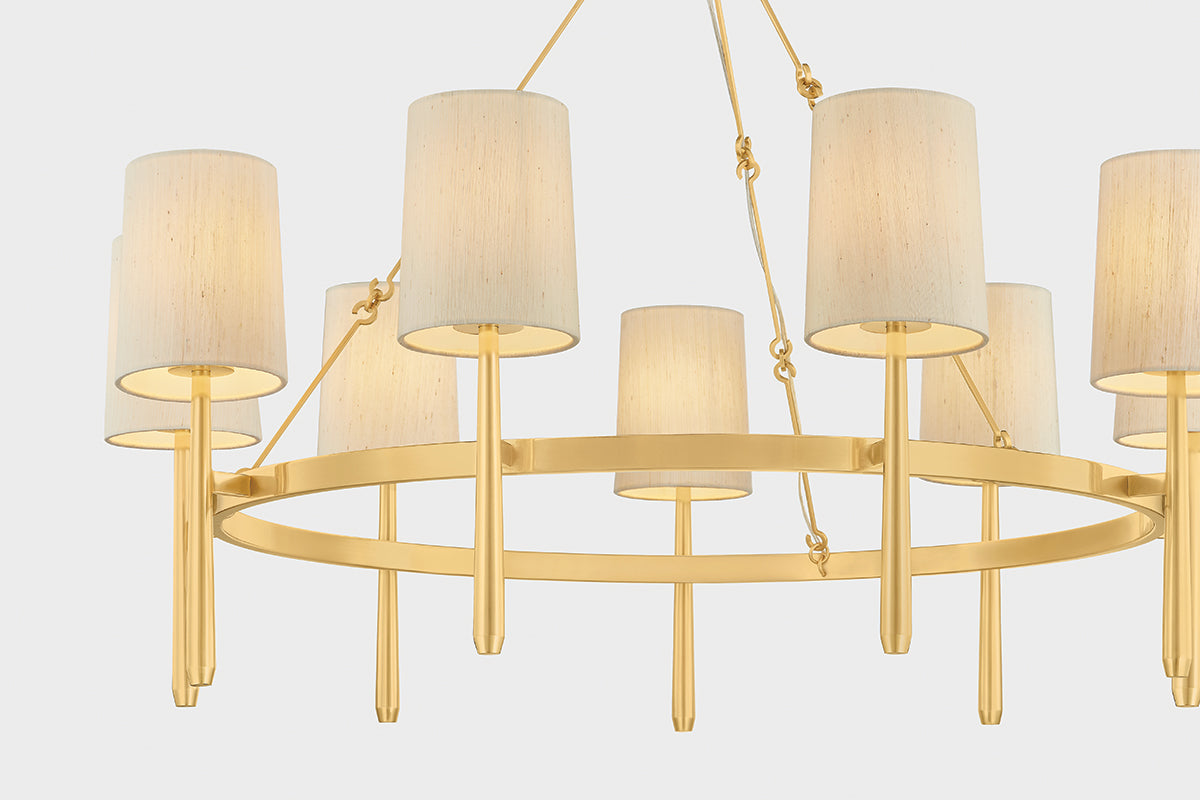 Hudson Valley Bridgeton 9-Light Chandelier in Aged Brass, room setting 2