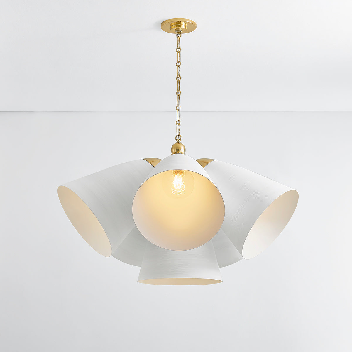 Hudson Valley Bronson 5-Light Chandelier in Aged Brass / White Plaster, alternate view 2