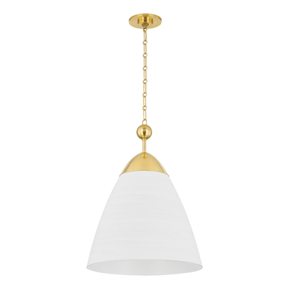 Hudson Valley Bronson Pendant Aged Brass/White Plaster