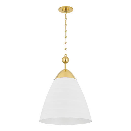 Hudson Valley Bronson Pendant Aged Brass/White Plaster