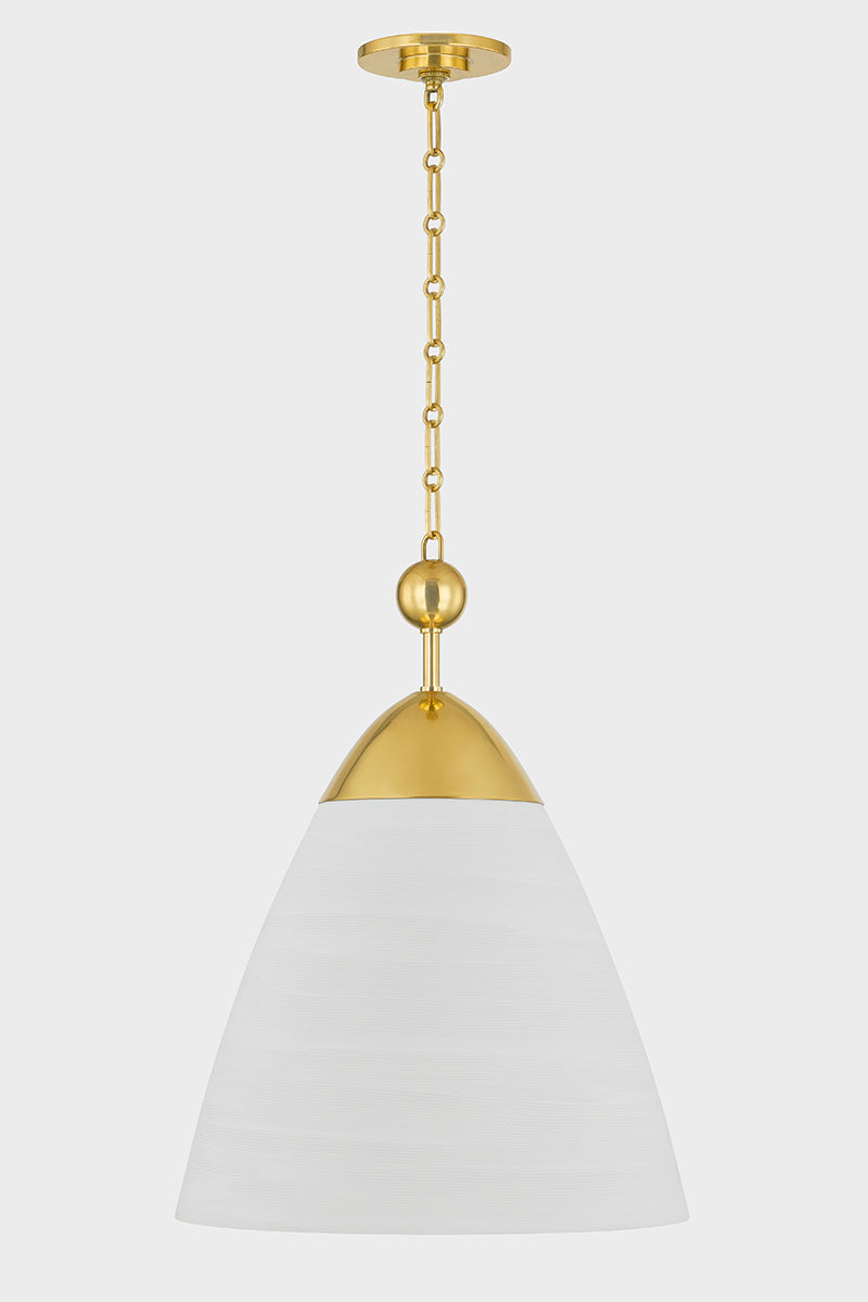 Hudson Valley Bronson Pendant Aged Brass/White Plaster detail view 3