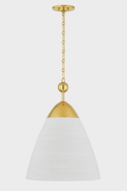 Hudson Valley Bronson Pendant Aged Brass/White Plaster detail view 3