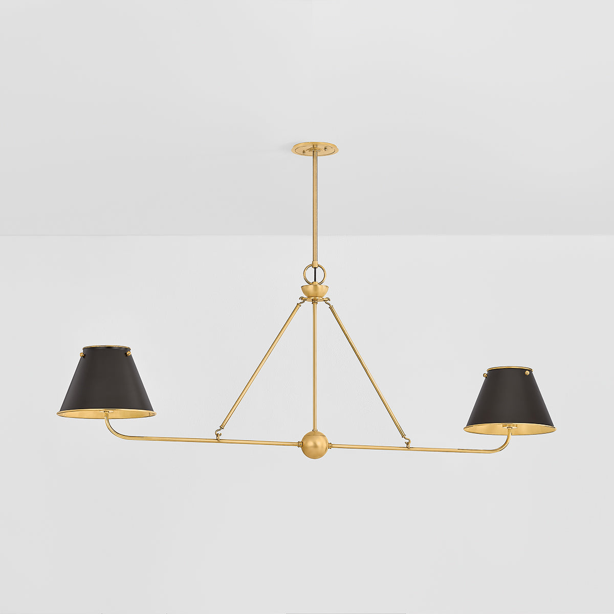 Hudson Valley Burghley 2-Light Linear Chandelier in Aged Brass / Distressed Bronze, alternate view 1