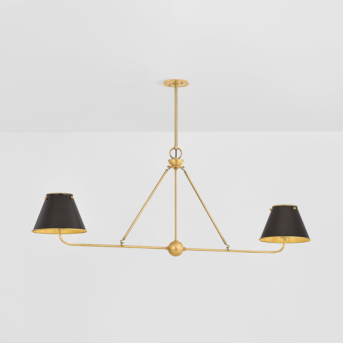 Hudson Valley Burghley 2-Light Linear Chandelier in Aged Brass / Distressed Bronze, alternate view 2