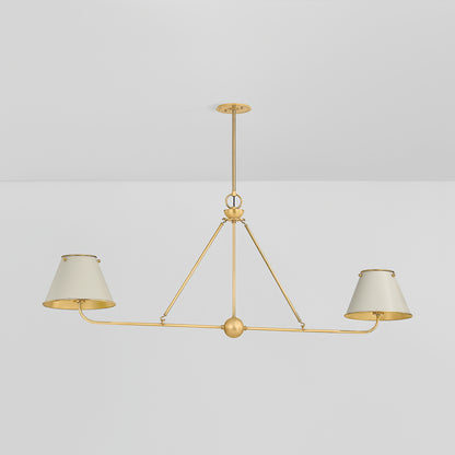 Hudson Valley Burghley 2-Light Linear Chandelier in Aged Brass / Off White, alternate view 1
