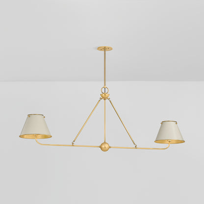 Hudson Valley Burghley 2-Light Linear Chandelier in Aged Brass / Off White, alternate view 2
