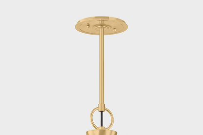 Hudson Valley Burghley 2-Light Linear Chandelier in Aged Brass / Off White, room setting 1