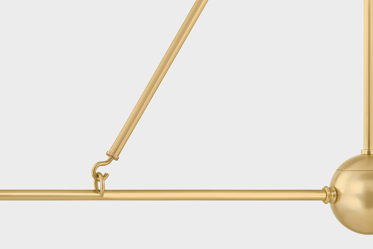 Hudson Valley Burghley 2-Light Linear Chandelier in Aged Brass / Off White, room setting 2