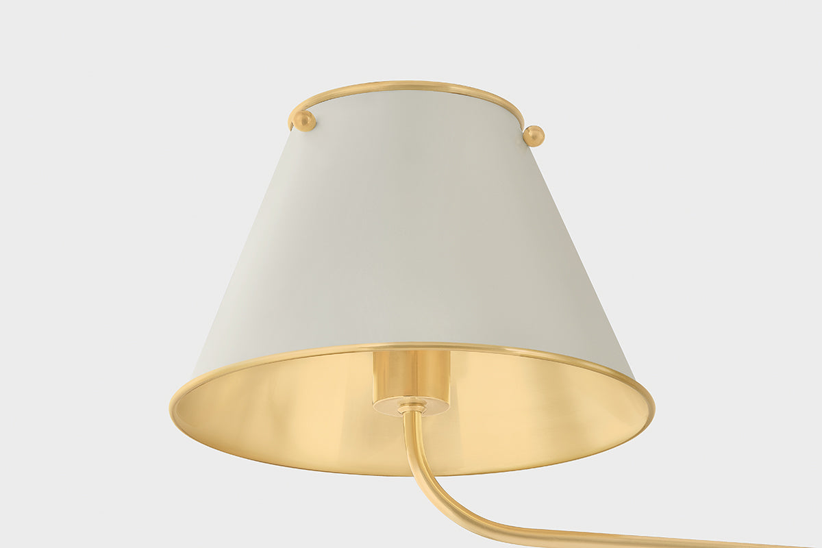 Hudson Valley Burghley 2-Light Linear Chandelier in Aged Brass / Off White, room setting 4