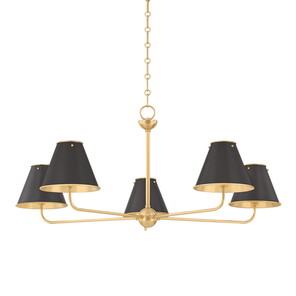 Hudson Valley Burghley 5-Light Chandelier Aged Brass / Distressed Bronze