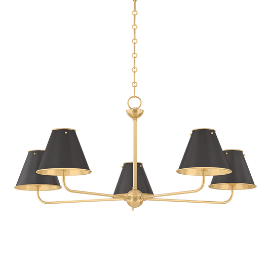Hudson Valley Burghley 5-Light Chandelier Aged Brass / Distressed Bronze