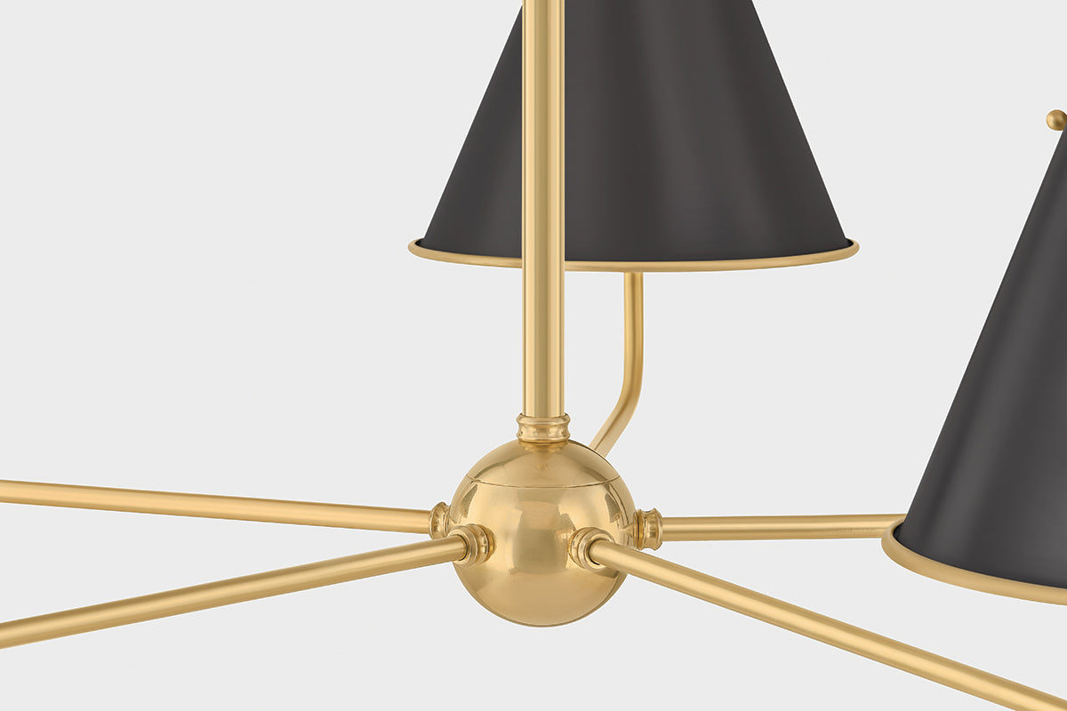 Hudson Valley Burghley 5-Light Chandelier in Aged Brass / Distressed Bronze, room setting 3