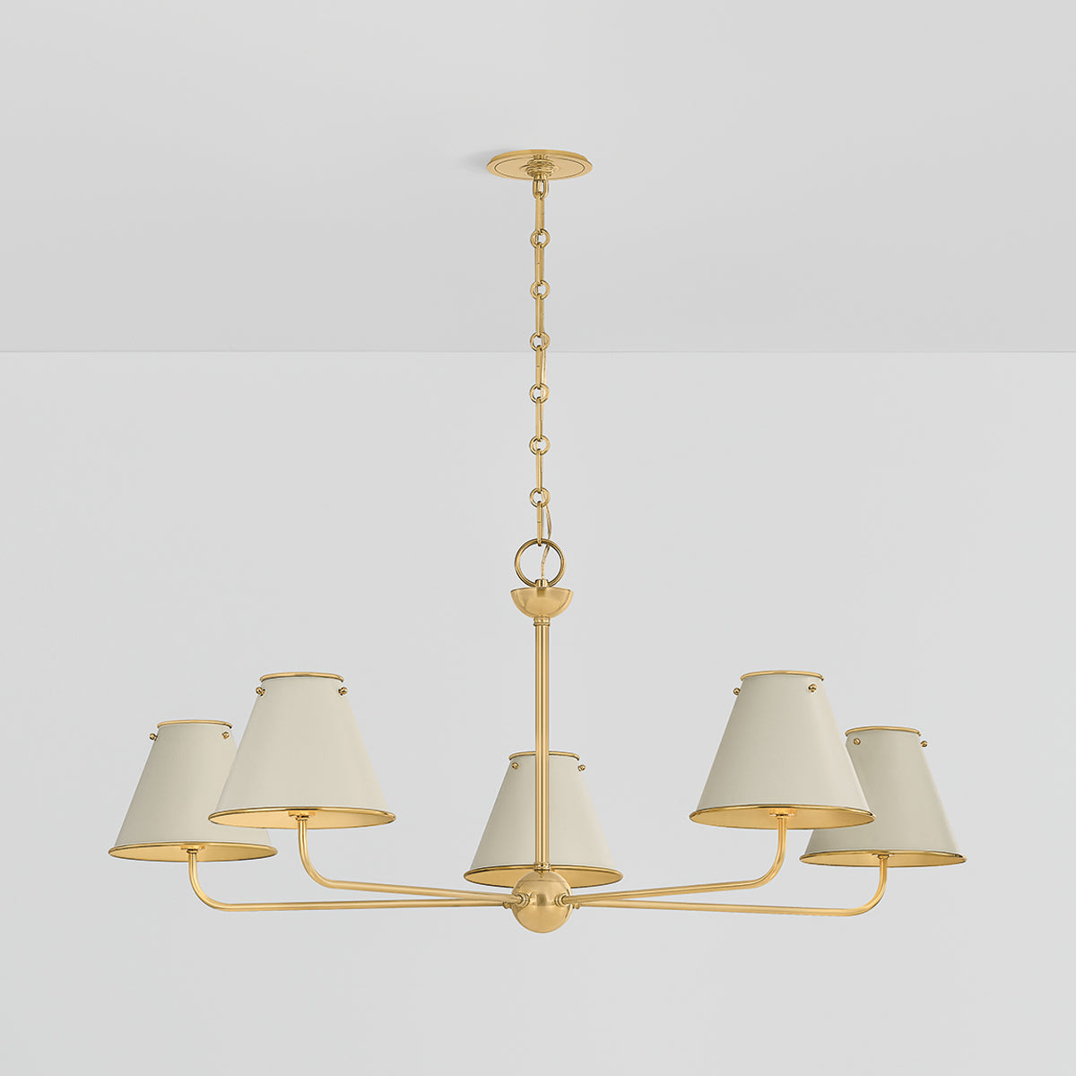 Hudson Valley Burghley 5-Light Chandelier in Aged Brass / Off White, alternate view 2