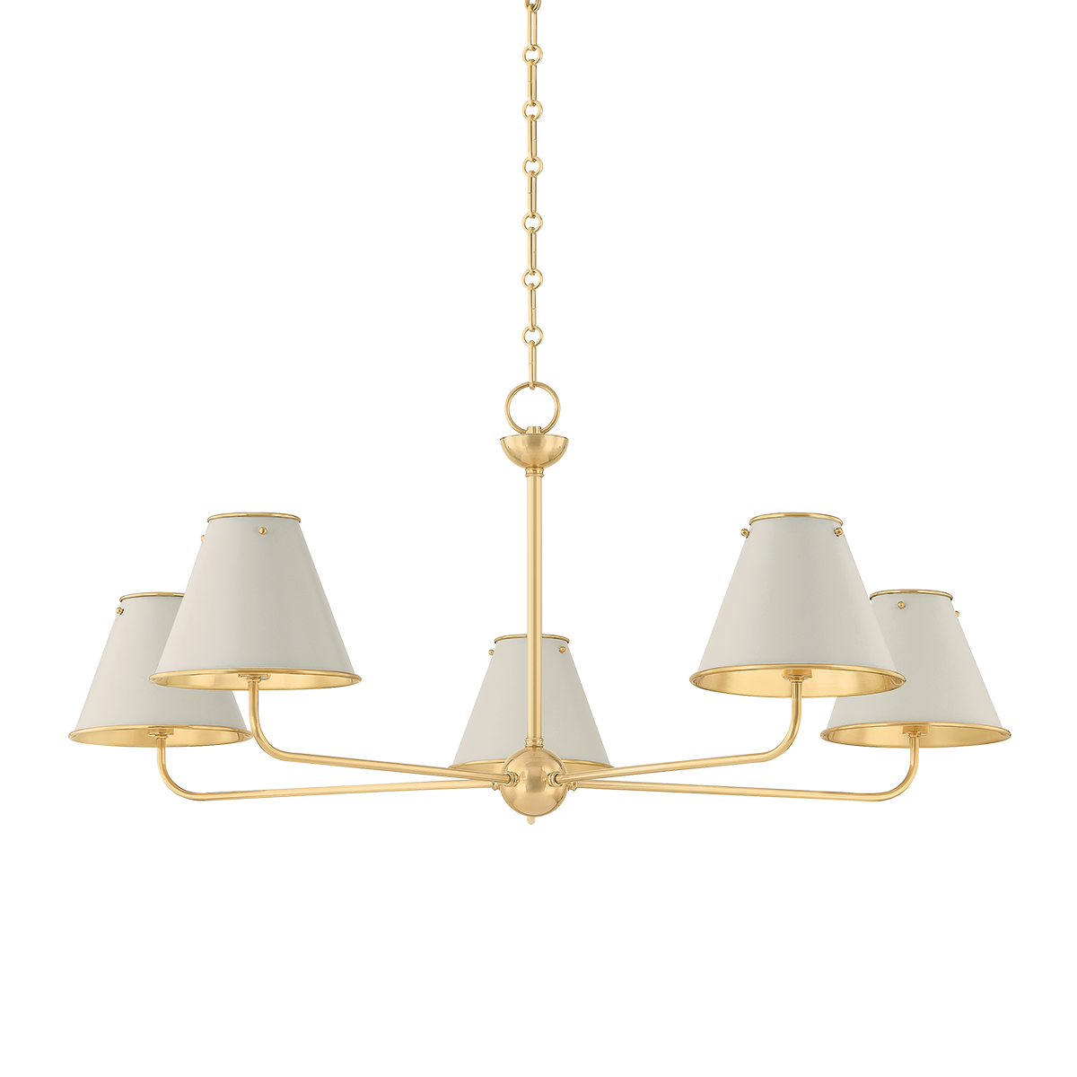 Hudson Valley Burghley 5-Light Chandelier Aged Brass / Off-White with Off White