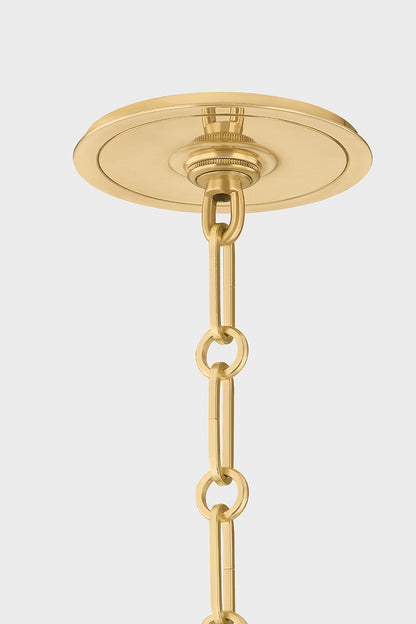 Hudson Valley Burghley 5-Light Chandelier in Aged Brass / Off White, room setting 1