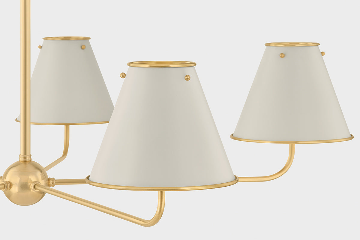 Hudson Valley Burghley 5-Light Chandelier in Aged Brass / Off White, room setting 2