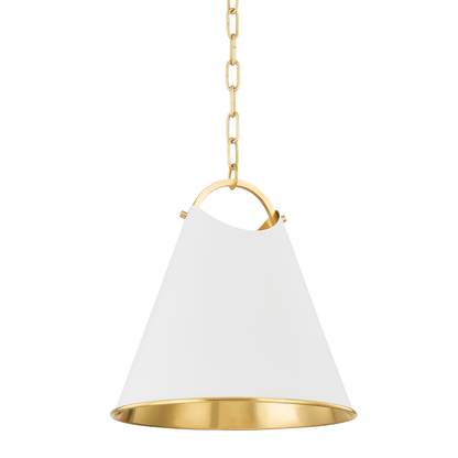 Hudson Valley Burnbay 13.75" Pendant Aged Brass with Soft White