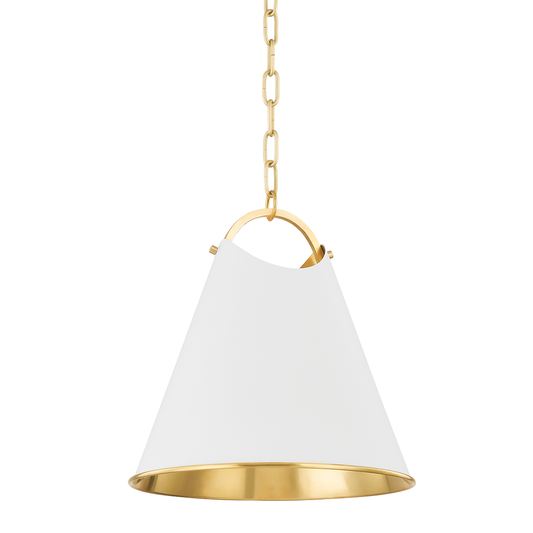 Hudson Valley Burnbay 13.75" Pendant Aged Brass with Soft White