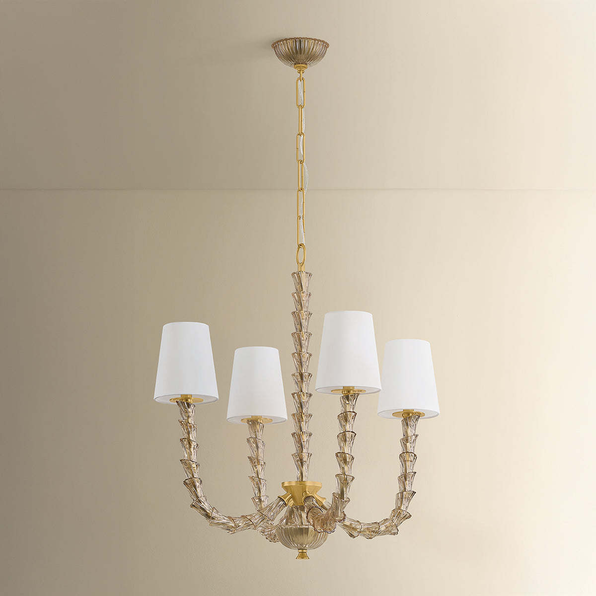 Hudson Valley Calumet 4-Light Chandelier in Aged Brass, alternate view 1