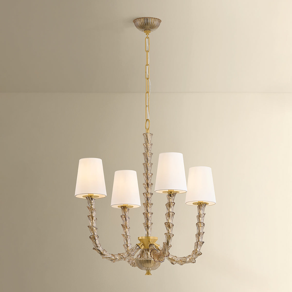 Hudson Valley Calumet 4-Light Chandelier in Aged Brass, alternate view 2