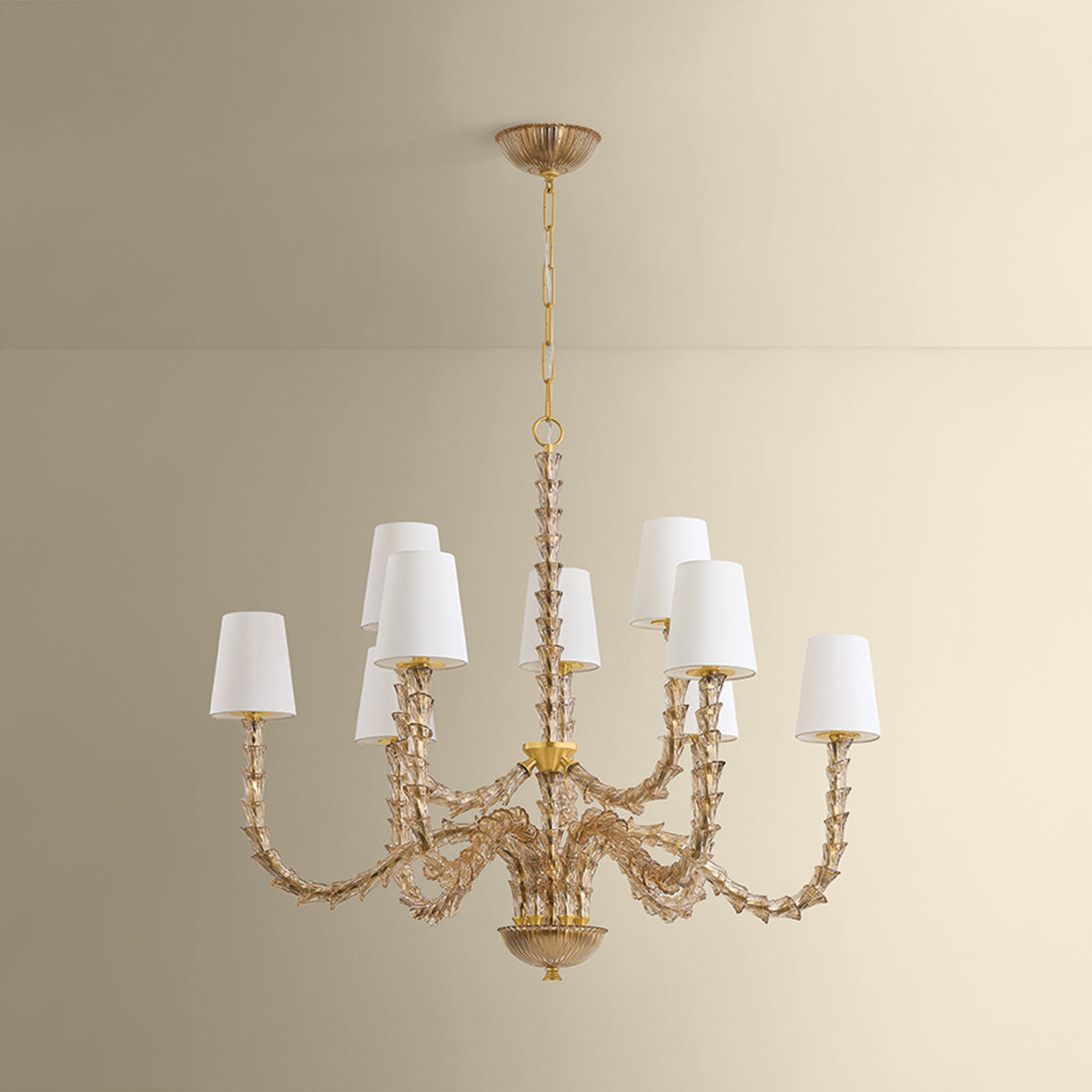 Hudson Valley Calumet 9-Light Chandelier in Aged Brass, alternate view 1