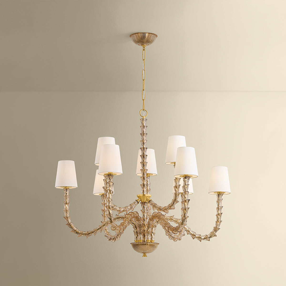 Hudson Valley Calumet 9-Light Chandelier in Aged Brass, alternate view 2