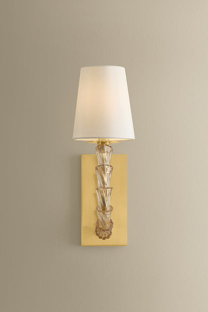 Hudson Valley Calumet Wall Sconce in Aged Brass, room setting 1