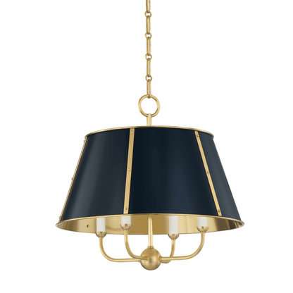 Hudson Valley Cambridge Chandelier Aged Brass, Darkest Blue
