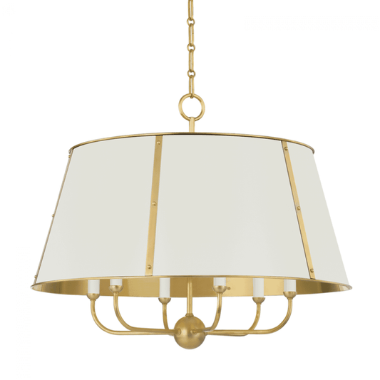 Hudson Valley Cambridge Chandelier Aged Brass, Off-White