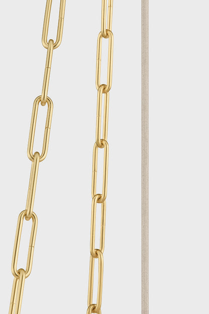 Hudson Valley Camby 3-Light Pendant in Aged Brass, room setting 2