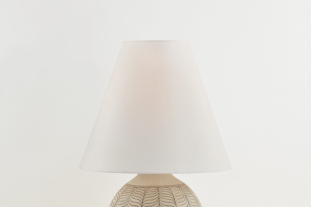 Hudson Valley Capers Table Lamp in Aged Brass / Ceramic Ivory Petal, room setting 2