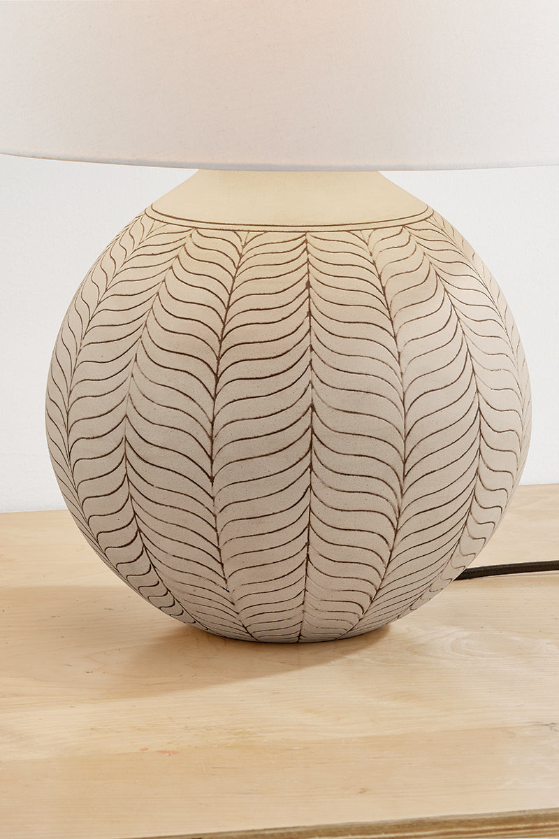 Hudson Valley Capers Table Lamp in Aged Brass / Ceramic Ivory Petal, room setting 3