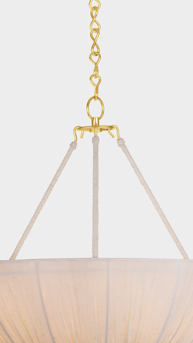 Hudson Valley Carolina 22" 3-Light Pendant in Aged Brass, room setting 1